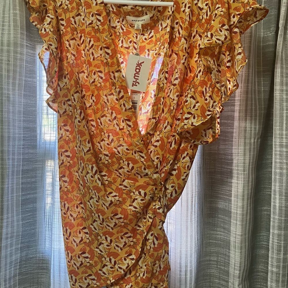 Max Studio Yellow Floral Top